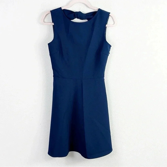 Zara Navy Blue Fit & Flare Mini Dress w/ a cutout bow back design size small - Picture 1 of 11